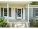 Inviting front porch with storm door, painted brick, and updated hardware at 1317 Elmset Ln, Durham, NC 27713