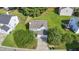 Spacious home surrounded by a lush green yard, mature trees, and a long driveway at 211 Cloverdale Dr, Durham, NC 27703