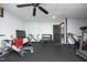 Basement gym area featuring a rubber floor, weight rack, and work out equipment at 267 Bald Eagle Dr, Pittsboro, NC 27312