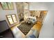 Overhead view of living room with stone fireplace, hardwood floors, and natural light at 267 Bald Eagle Dr, Pittsboro, NC 27312