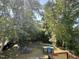 Backyard features plenty of shade with mature trees and wooden patio at 2907 S S Roxboro St, Durham, NC 27707