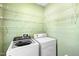 Functional laundry room with modern, front-load washer and dryer, and ample shelving at 3201 Sawyers Mill Dr, Apex, NC 27539