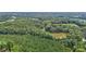 Overhead perspective captures the beautiful wooded acreage with a tranquil pond at 4070 Swannie Coble Rd, Snow Camp, NC 27349