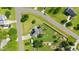 Aerial view showcasing the property's layout, backyard, and surrounding neighborhood at 73 Lynnville Ct, Lillington, NC 27546