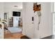 Entryway with front door leading into the cozy living room at 73 Lynnville Ct, Lillington, NC 27546