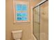 Bathroom featuring a toilet and shower, offering essential functionality at 105 Abbotsford Ct, Durham, NC 27712