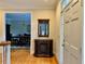 Entryway with hardwood floors, and a glimpse of the dining room at 105 Abbotsford Ct, Durham, NC 27712