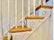Intricate staircase with carpet and white trim at 105 Abbotsford Ct, Durham, NC 27712