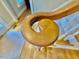 Close up of hardwood handrail and staircase with carpet at 105 Abbotsford Ct, Durham, NC 27712