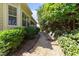 Serene backyard garden with a gravel path and established landscaping at 120 Silver Bluff St, Holly Springs, NC 27540