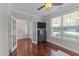 Office with french doors, hardwood floors and a window with blind at 120 Silver Bluff St, Holly Springs, NC 27540
