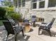 Outdoor patio area with comfortable seating around a modern metal fire pit at 1600 Pineview St, Raleigh, NC 27608