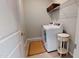 Bright laundry room featuring washer and dryer and a decorative side table at 1880 Woodall Crest Dr, Apex, NC 27502