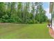 Expansive backyard featuring lush lawn and a serene wooded backdrop at 2511 Range Overlook Xing, Apex, NC 27523