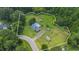 Serene aerial perspective showcasing a private estate with pool, mature trees, and well-maintained grounds at 3573 Northern Estates Cir, Rocky Mount, NC 27804