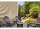 An outdoor patio featuring a fire pit and patio furniture at 3806 Stoneybrook Dr, Durham, NC 27705