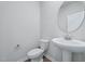 Bathroom with sleek fixtures and a pedestal sink at 3813 Rosebush Dr, Zebulon, NC 27597
