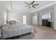 Main bedroom featuring a ceiling fan, carpet, recessed lighting, and sitting area at 534 Lionheart Ln, Sanford, NC 27330