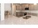 Kitchen featuring gray cabinets, stainless steel appliances, granite countertops, and backsplash at 55 Shoreline Dr, Lillington, NC 27546