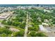Aerial view showcases a scenic neighborhood with tree-lined streets, houses, and lush greenery at 701 Holloway St, Durham, NC 27701