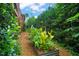 Scenic side yard features raised garden bed with vibrant foliage, wood mulch and privacy fence at 701 Holloway St, Durham, NC 27701