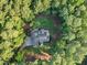 Aerial view of a beautiful home nestled amongst mature trees, showcasing its private setting at 7529 Tynewind Dr, Wake Forest, NC 27587