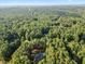 Expansive aerial view of a home surrounded by lush greenery and trees in a private setting at 7529 Tynewind Dr, Wake Forest, NC 27587