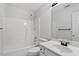 This bathroom offers a shower-tub combination, toilet and sink with vanity at 1505 Poets Glade Dr, Apex, NC 27523