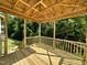 Spacious new porch featuring wooden railings, providing a private and tranquil view of nature at 177 Millwood Dr, Clayton, NC 27527