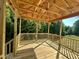 View of a new wooden porch with a railing, offering a serene view of lush greenery at 177 Millwood Dr, Clayton, NC 27527