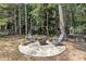A beautifully landscaped backyard featuring a fire pit and seating area at 213 N Weststone Blvd, Fuquay Varina, NC 27526