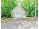 Detached garage with a brick paver driveway in a wooded setting at 26 Shadymont Dr, Pittsboro, NC 27312