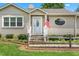 Charming single-story home with manicured lawn, stone steps, and American flag displayed at 409 Trail Two, Burlington, NC 27215