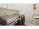 Well-equipped laundry room featuring modern appliances and ample cabinet space at 4137 Gardenlake Dr, Raleigh, NC 27612