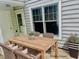 Outdoor patio showcasing a rustic wooden table and seating, great for entertaining at 4418 Roller Ct, Raleigh, NC 27604