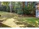 Grassy backyard featuring mature trees providing ample shade and privacy for outdoor enjoyment at 7020 Longstreet Dr # A, Raleigh, NC 27615