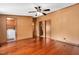 Primary bedroom featuring vinyl floors, lots of light and ceiling fan at 1007 Windward Hill Ct, Middlesex, NC 27557