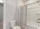This bathroom features a toilet, bathtub, and shower with curtain at 1213 Remey Ave, Wake Forest, NC 27587