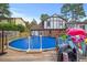 Backyard pool with deck, perfect for summer relaxation, surrounded by lush greenery at 2020 Port Royal Rd, Raleigh, NC 27609