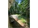 Lush, private backyard featuring a concrete patio and mature trees, perfect for outdoor relaxation at 2022 Bivins St, Durham, NC 27707