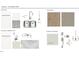 Selection board featuring kitchen and bathroom fixtures, flooring, interior finishes, and color palettes at 3219 Pelican Ln, Durham, NC 27703