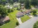Aerial view of a property showcasing the surrounding neighborhood, green spaces, and street layout at 1020 Benning St, Durham, NC 27703