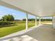 Spacious covered patio with white pillars, offering a tranquil outdoor living space at 323 Flourishing Street, Sanford, NC 27330