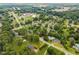 An aerial view of a neighborhood with tree-lined streets and well-maintained homes, with some houses having private pools at 516 Ivey Rd, Graham, NC 27253