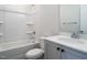 Bathroom with shower/tub combo, white vanity and toilet at 1221 Barreto Dr, Wendell, NC 27591