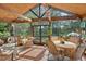 Charming covered deck featuring comfortable seating and views of the spacious backyard at 133 Acorn Ln, Pittsboro, NC 27312
