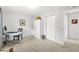 Office or bedroom with neutral colors, carpet flooring, and ample light at 4 Galaxy Ct, Durham, NC 27705