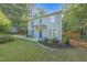 Charming two-story home with light gray siding, blue front door, and an inviting landscaped front yard at 4 Galaxy Ct, Durham, NC 27705
