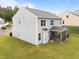 A well-maintained lawn is shown from an aerial view of the back exterior with a screened-in porch at 4014 White Kestrel Dr, Raleigh, NC 27616