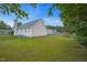Spacious backyard featuring lush green grass, a chimney, and privacy fence at 104 Roscommon Ln, Clayton, NC 27520